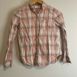 Children's Place Pink Plaid Button Down Shirt Sz L (10/12)